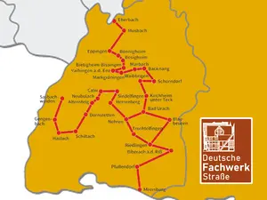 Het deel van de vakwerkroute door Baden-Württemberg komt langs de Neckar, door het Zwarte Woud en Schwäbische Alb tot de Bodensee