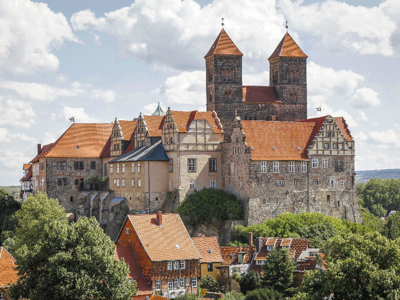 Uitzicht op het kasteel Quedlinburg.