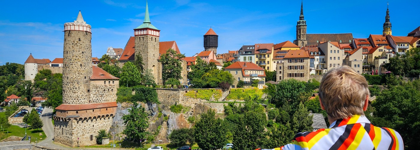 Patrick bij de Skyline van Bautzen