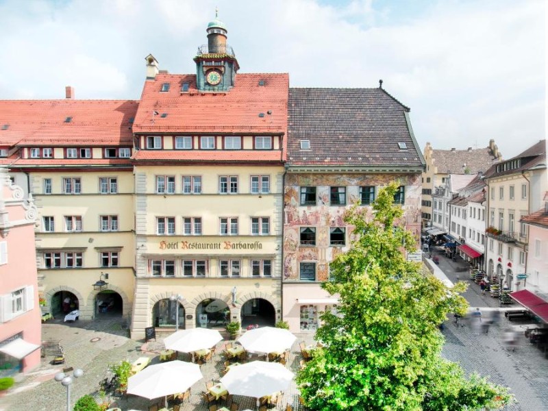 Het romantische hotel Barbarossa in de stad Konstanz, aan de Duitse Bodensee