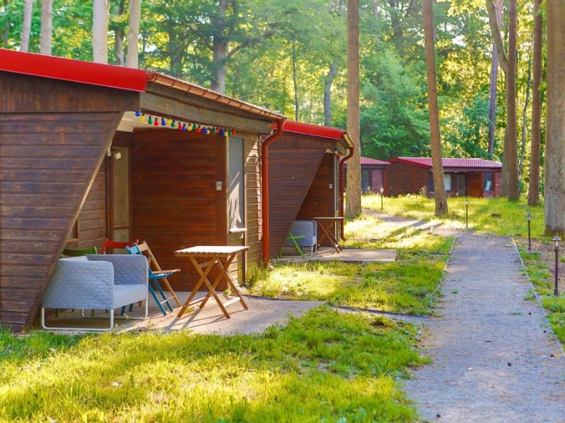 De huisjes bij Natura Ferienpark liggen prachtig in de natuur