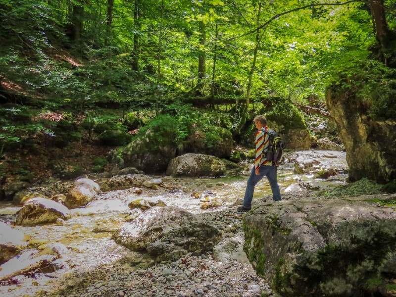 Patrick wandelt door de Reichenbachklamm