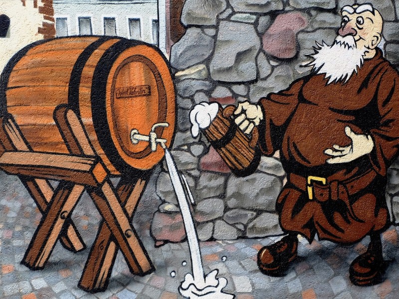 Graffiti in Freiburg dat verwijst naar het bier