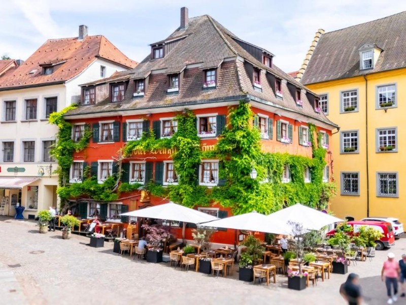 Het gemutliche Hotel Löwen-Weinstube in het oude centrum van Meersburg aan de Bodensee