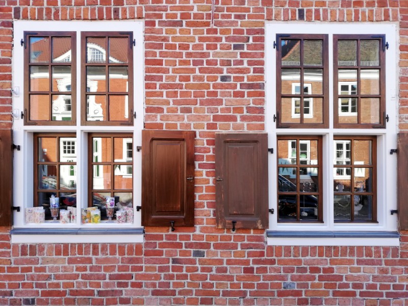 Detail van een huis in de Hollandse wijk van Potsdam