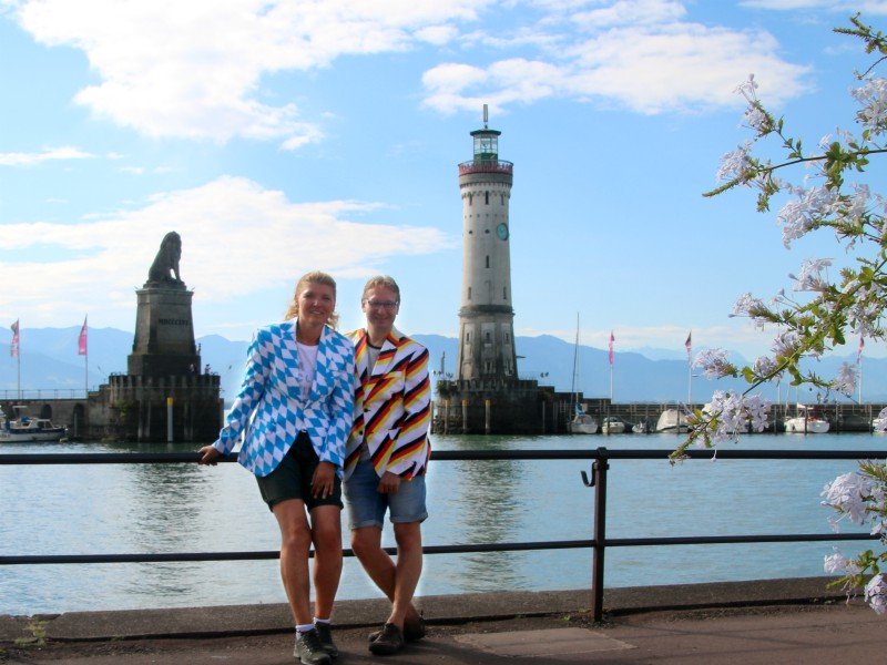 De haven van Lindau, met de vuurtoren en Beierse leeuw