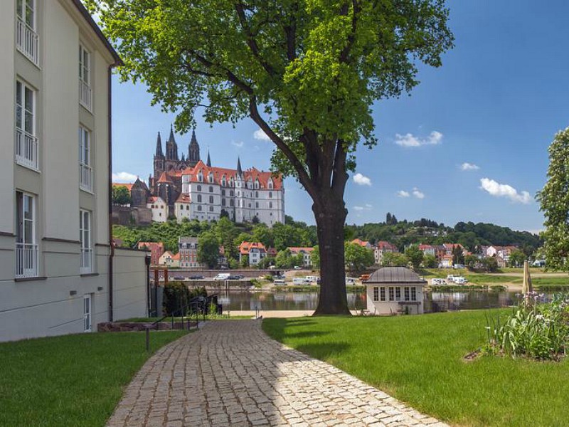 Uitzicht op het kasteel vanaf het Dorint Parkhotel in Meissen