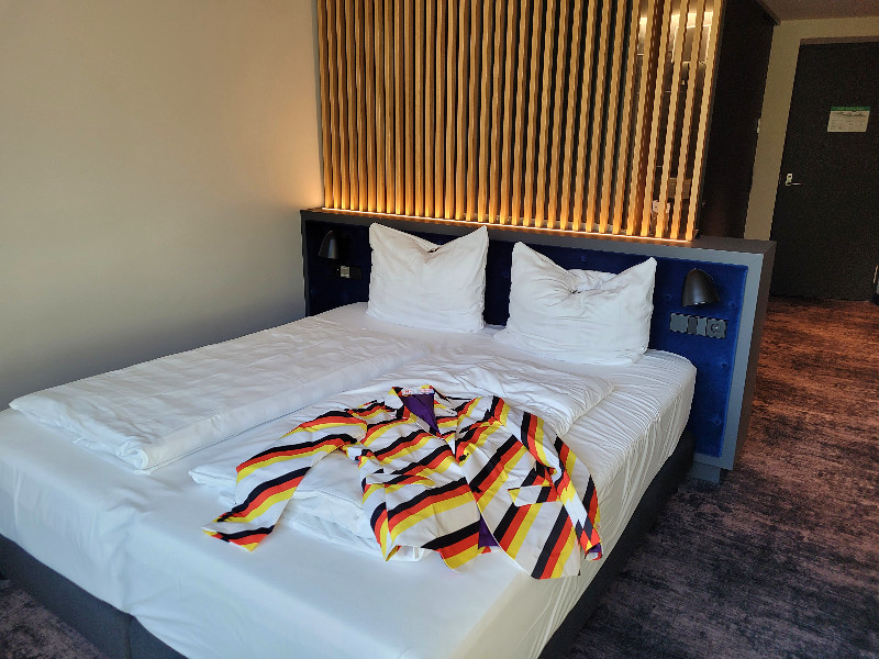 De slaapkamer van het Emser Thermen Hotel