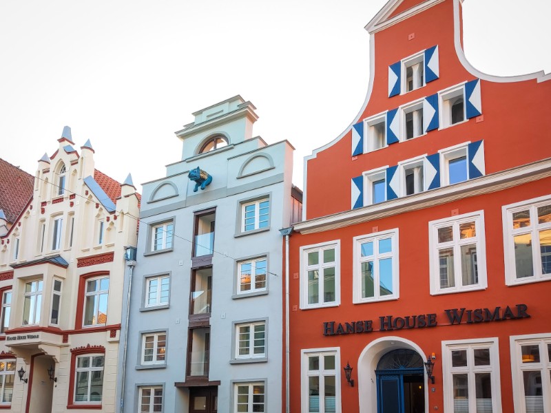 De mooie gevels bij Hanse Haus Wismar
