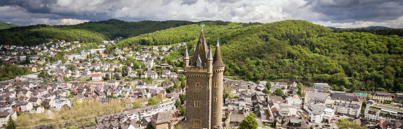 Uitzicht over Dillenburg in Hessen, midden Duitsland