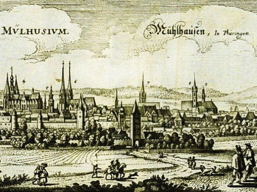 Tekening van Mühlhausen in 1650