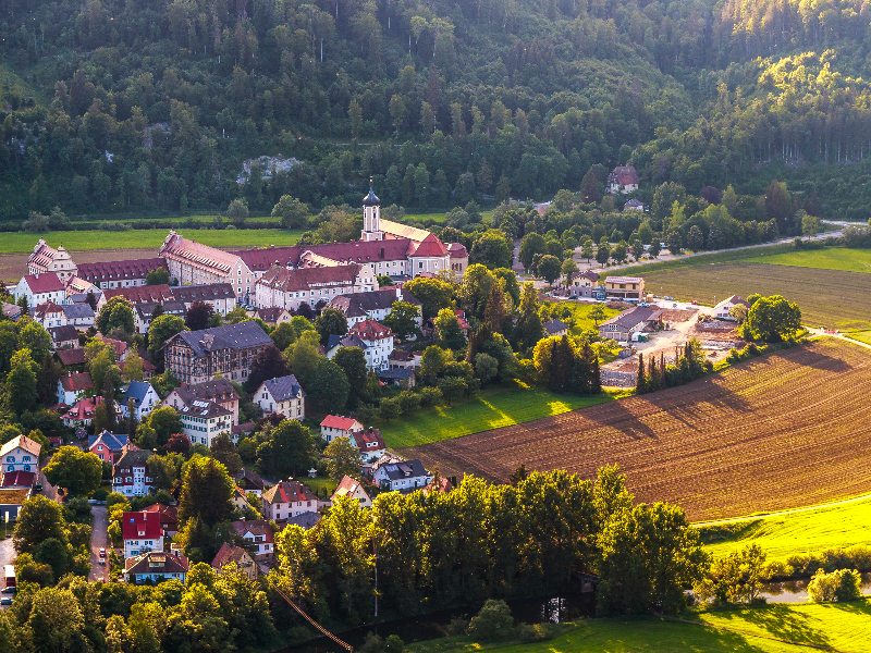 Het plaatsje Beuron in Oberschwaben