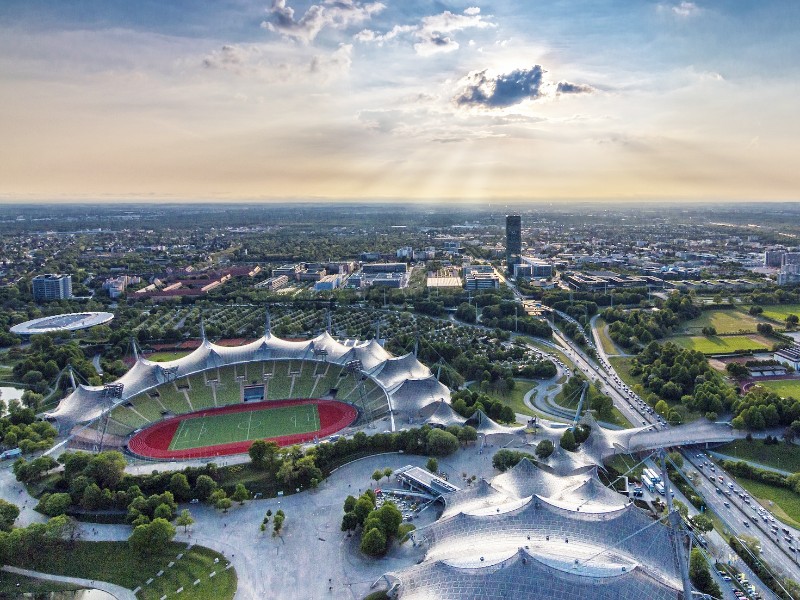 Uitzicht over het Olympiapark vanuit de Olympiaturm