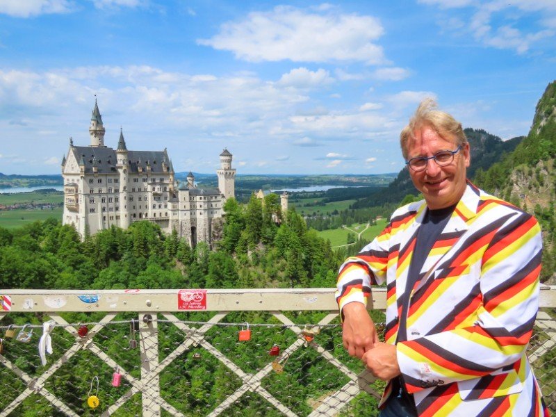 Patrick op de Marienbrücke voor Slot Neuschwanstein
