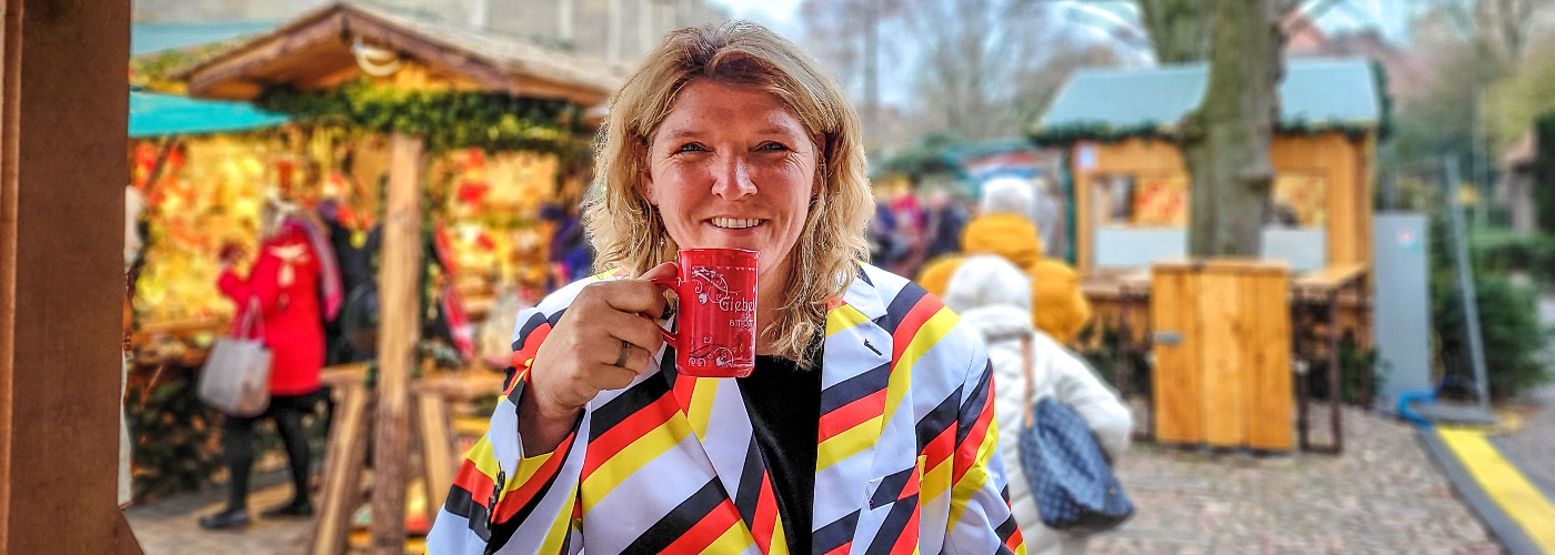 Sabine op de kerstmarkt in Munster