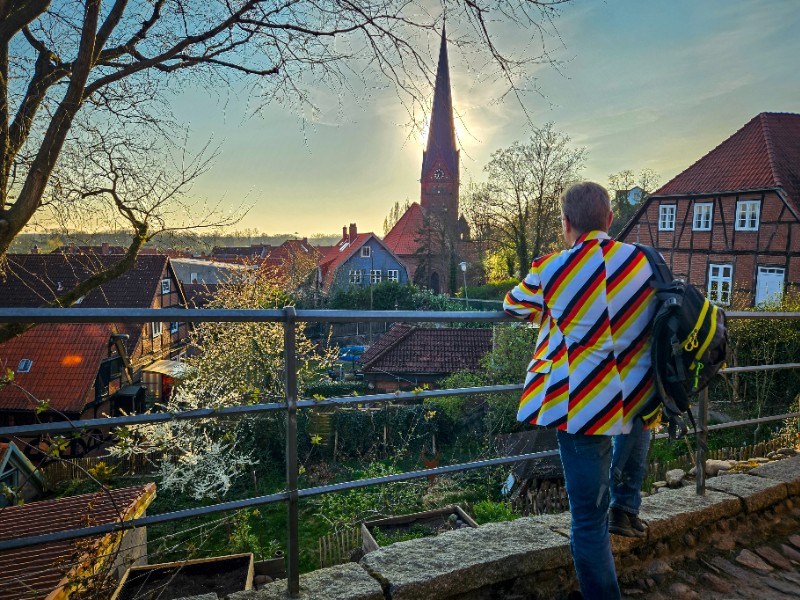 Uitzicht vanaf de kasteeltuinen over Lauenburg