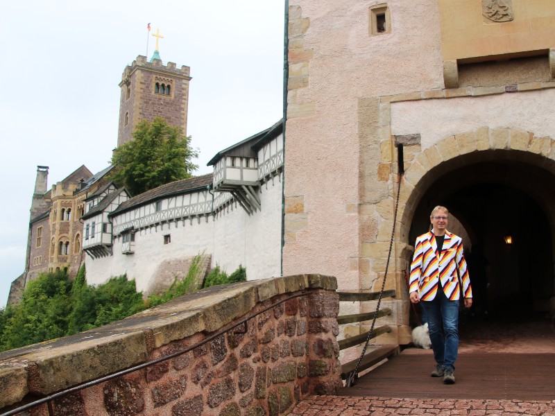 Patrick op de valbrug van kasteel Wartburg