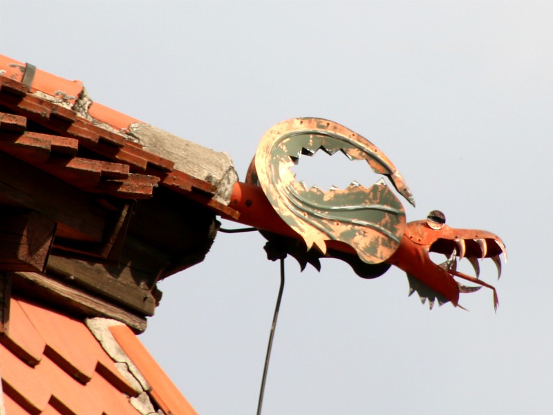 Een waterspuwer aan een goot in Rothenburg