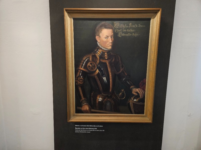 Een portrett van Willem van Oranje in het museum in de burcht van Dillenburg